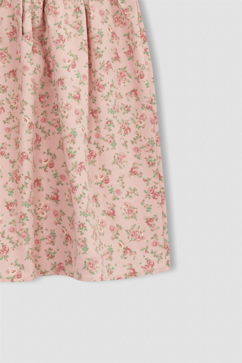 GIRLS & TEENS Pink Girl Patterned Strap Poplin Dress