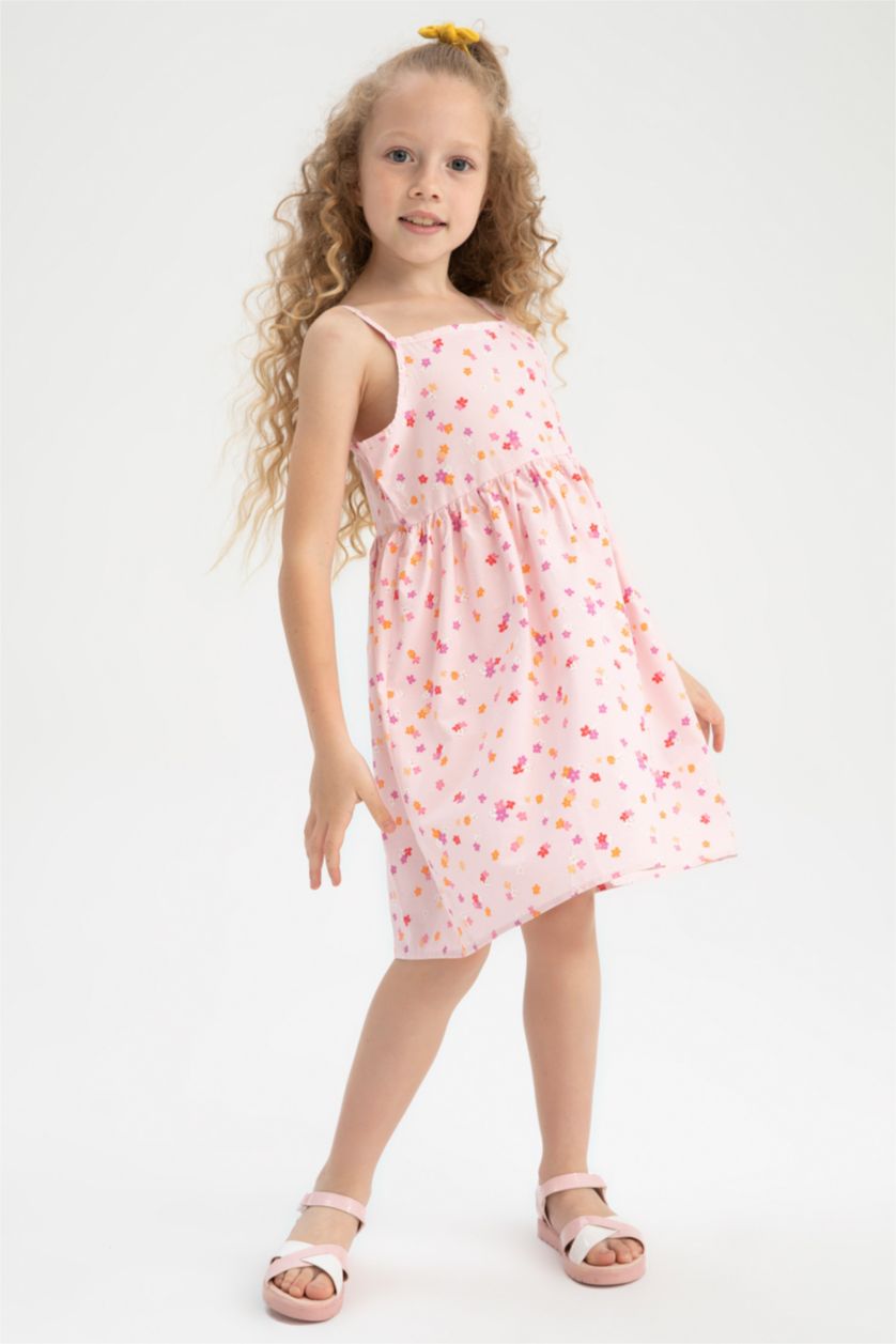 GIRLS & TEENS Pink Girl Regular Fit Strappy Poplin Dress