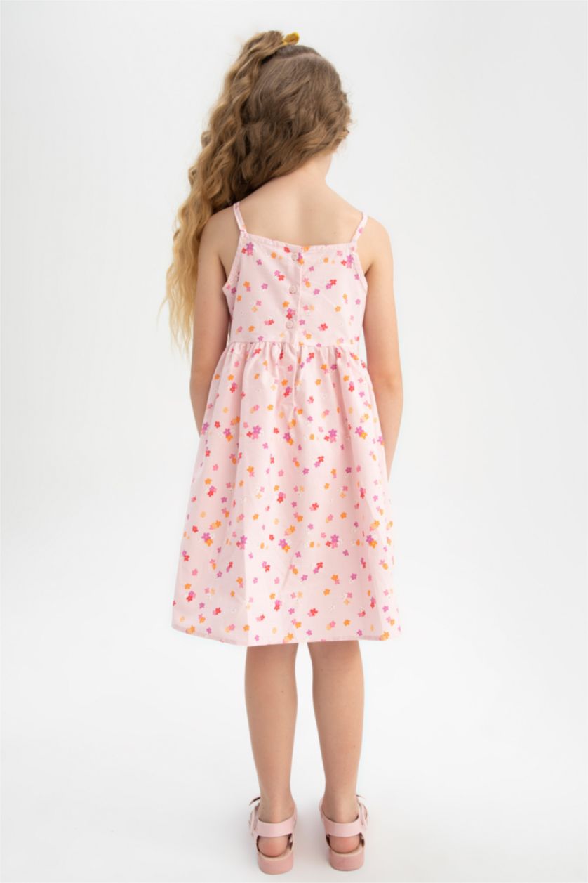 GIRLS & TEENS Pink Girl Regular Fit Strappy Poplin Dress