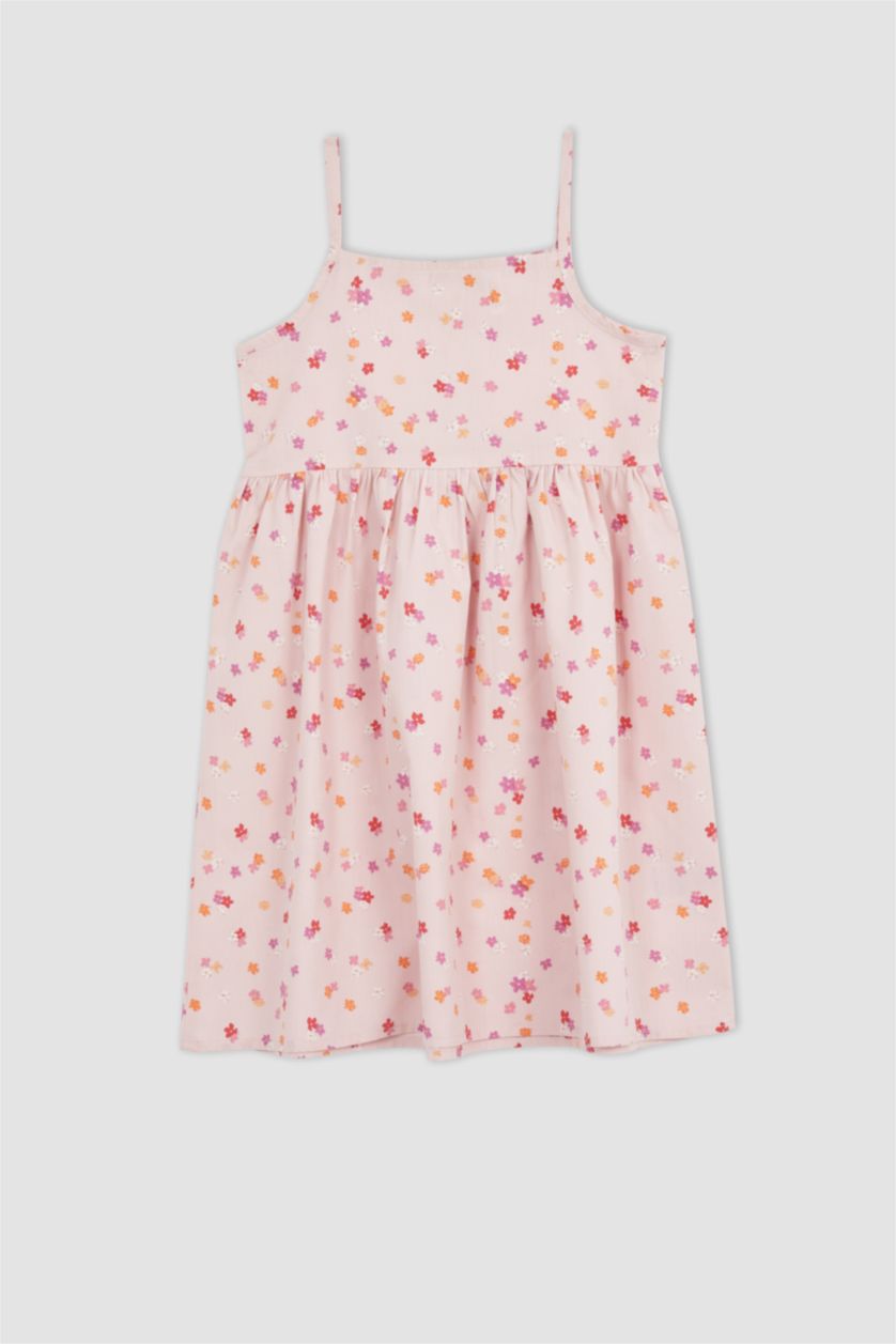 GIRLS & TEENS Pink Girl Regular Fit Strappy Poplin Dress