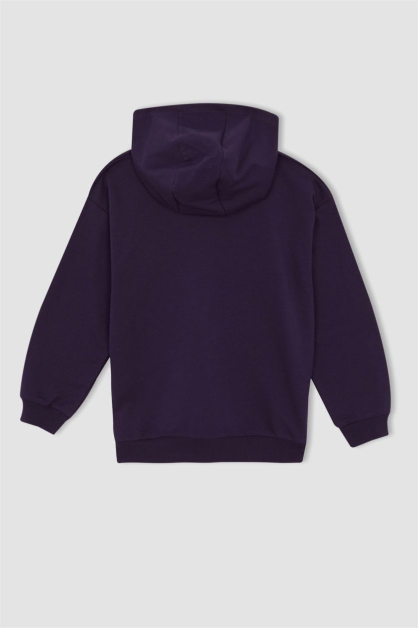 Мальчики и подростки Фиолетовый Худи свободного кроя с принтом для мальчиков