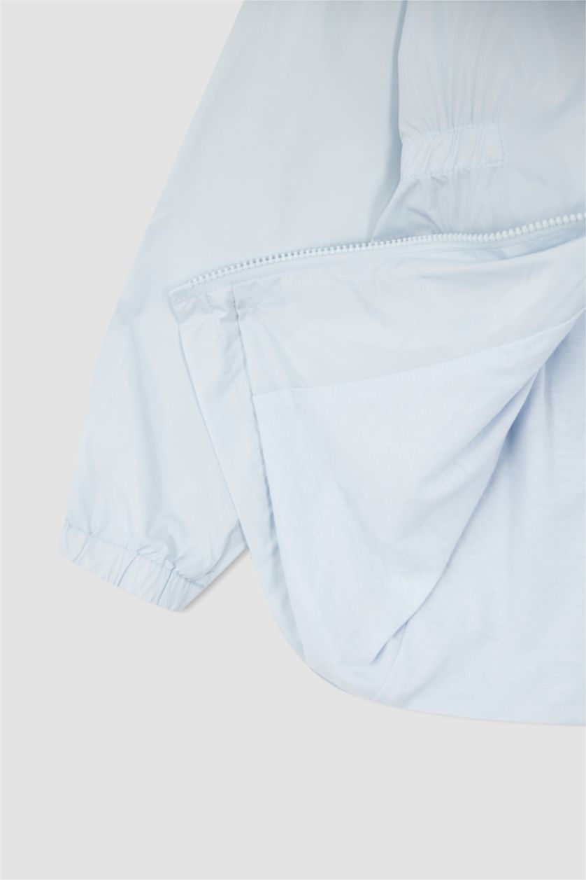 بنات أزرق فاتح معطف مطري بغطاء للرأس