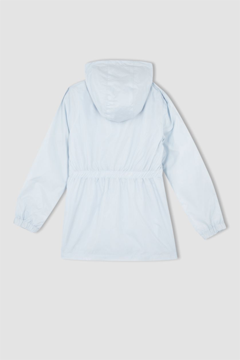 بنات أزرق فاتح معطف مطري بغطاء للرأس