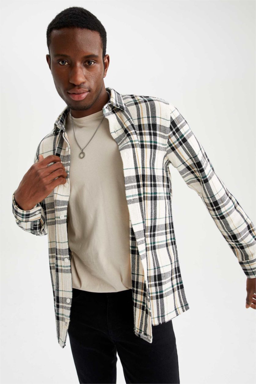 MAN Beige Modern Fit Long Sleeve Shacket