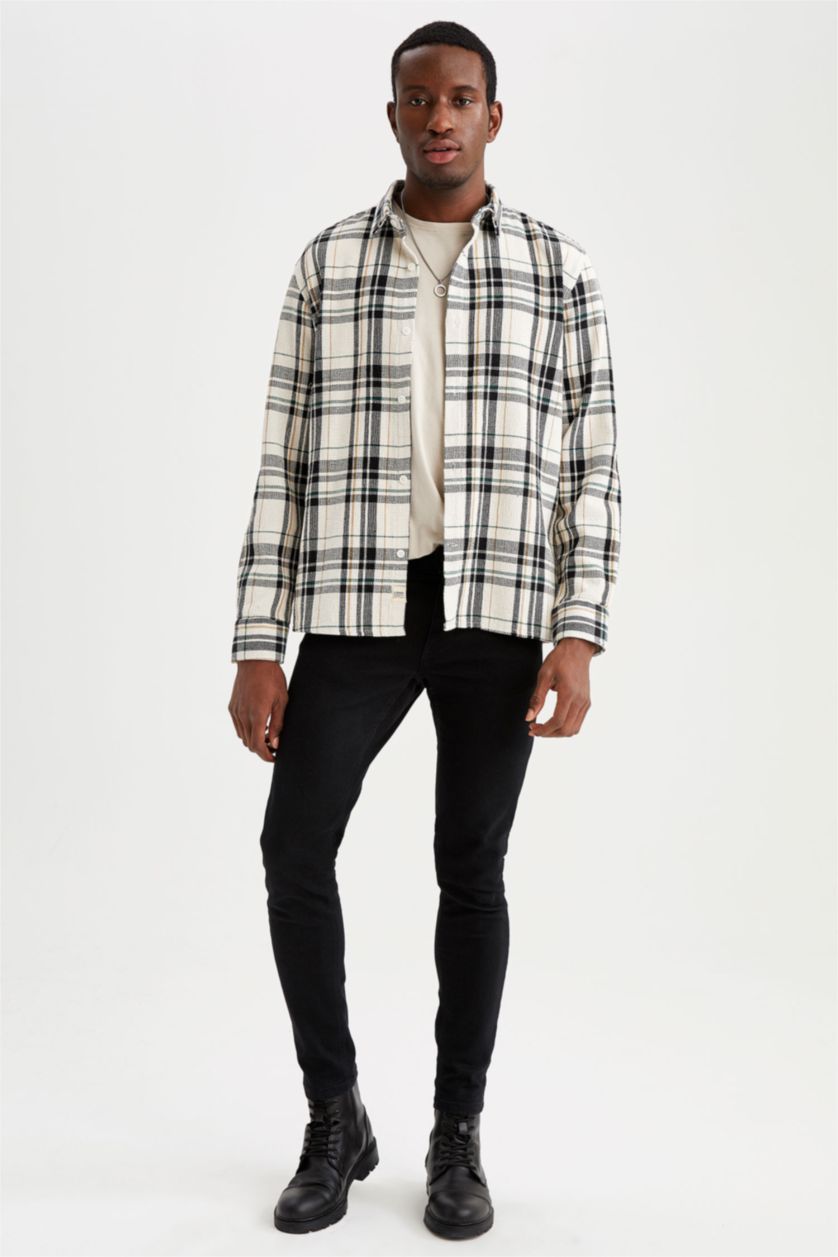 MAN Beige Modern Fit Long Sleeve Shacket