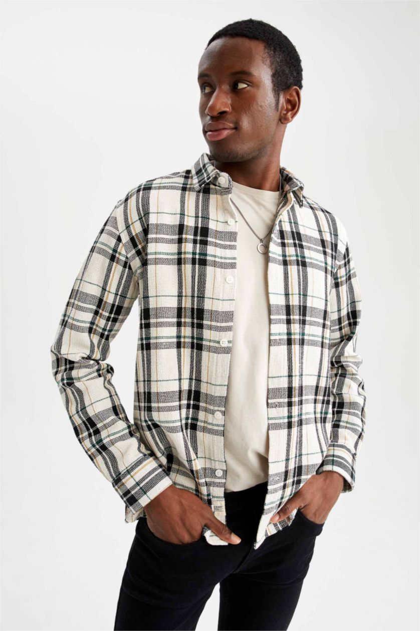 MAN Beige Modern Fit Long Sleeve Shacket