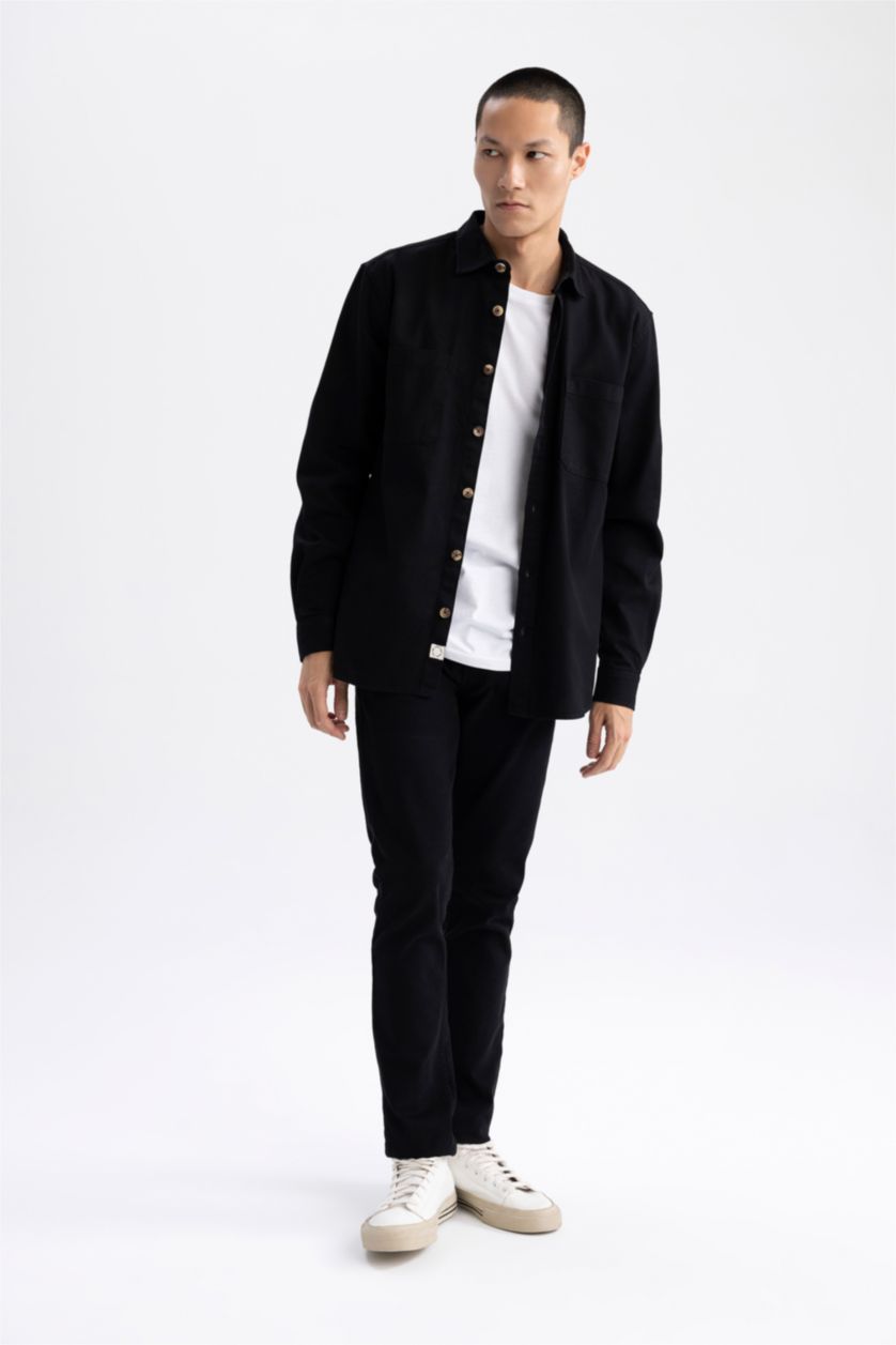 MAN Black Regular Fit Long Sleeve Cotton Shirt