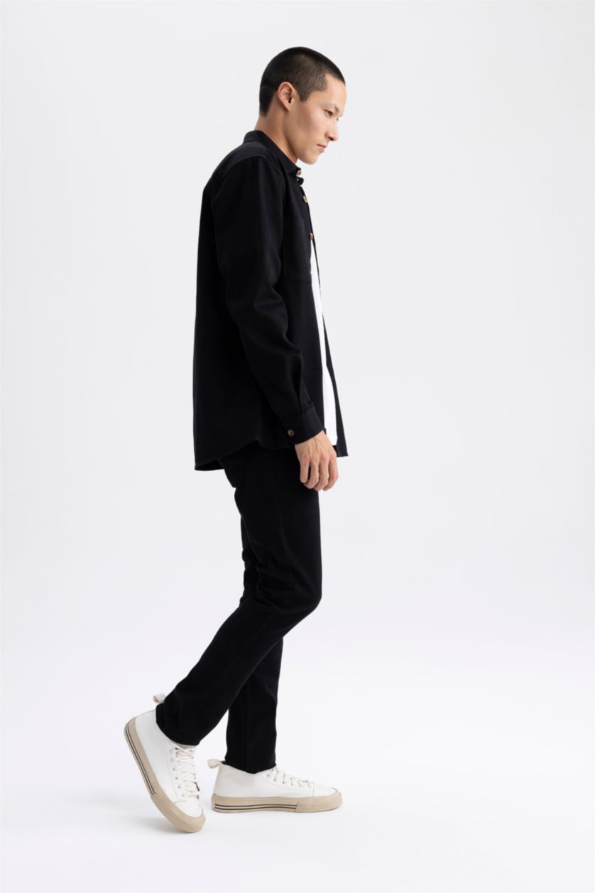 MAN Black Regular Fit Long Sleeve Cotton Shirt