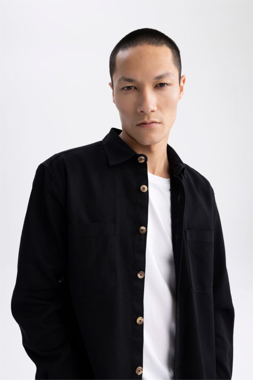 MAN Black Regular Fit Long Sleeve Cotton Shirt