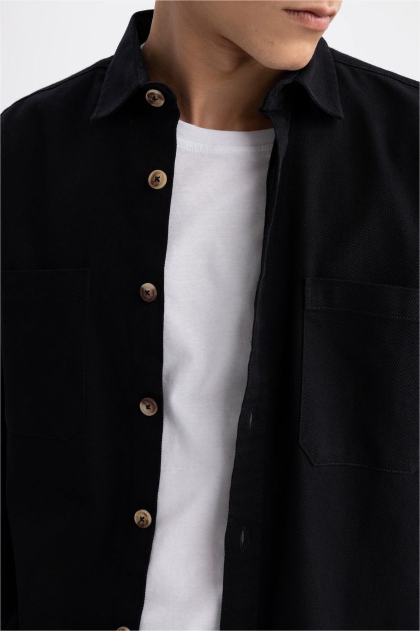 MAN Black Regular Fit Long Sleeve Cotton Shirt