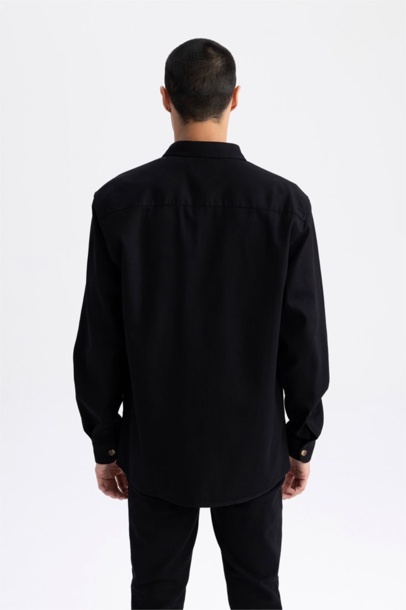MAN Black Regular Fit Long Sleeve Cotton Shirt