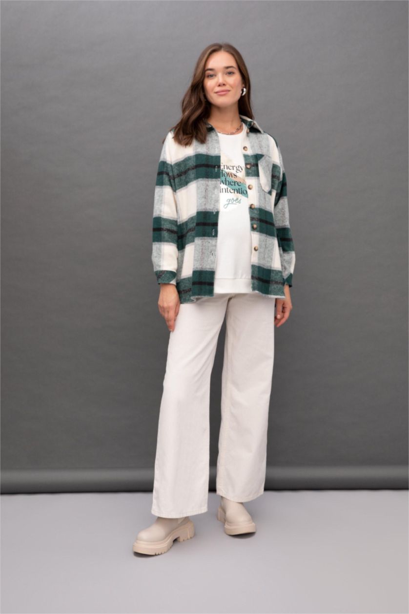 Женщины Зеленый Футболка с длинным рукавом оверсайз для женщин