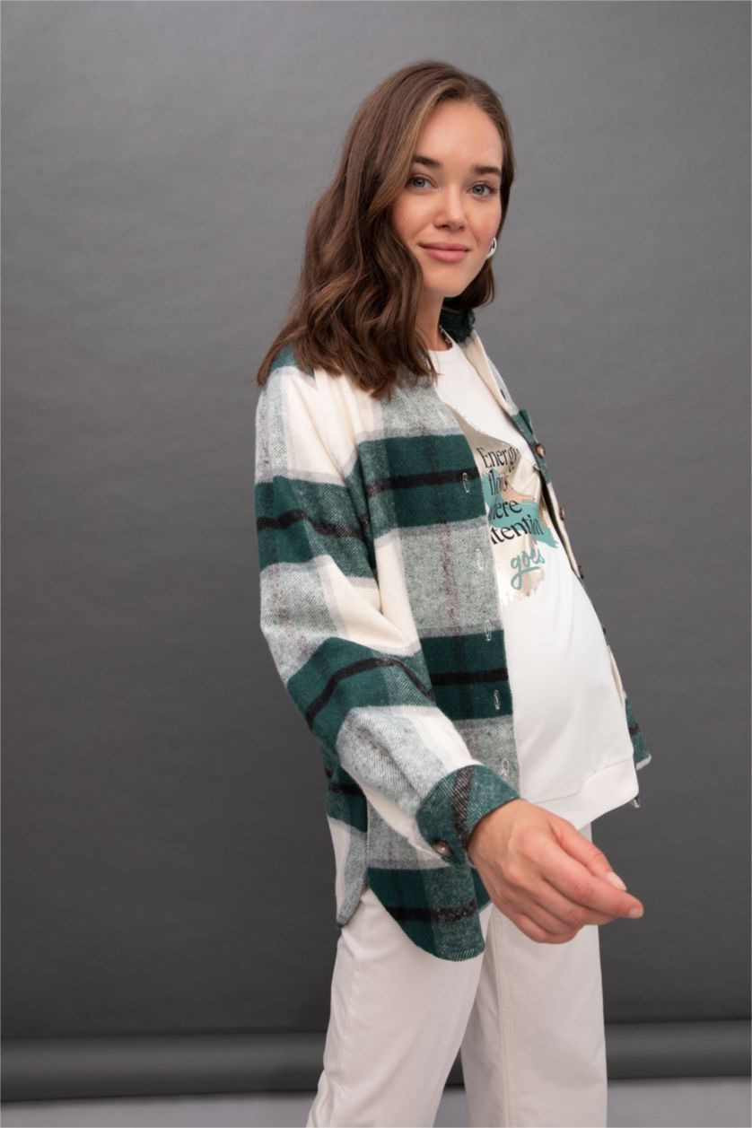 Женщины Зеленый Футболка с длинным рукавом оверсайз для женщин