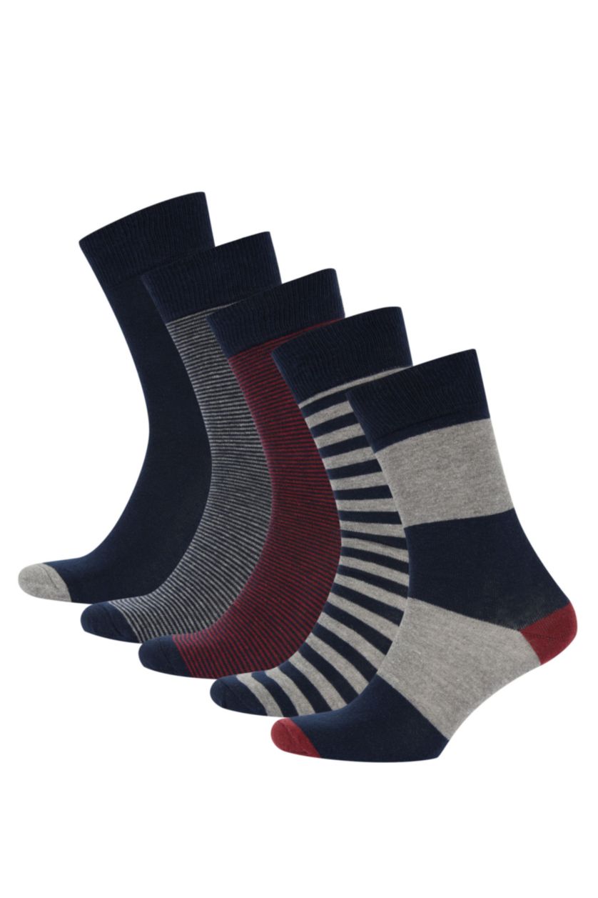 HOMME Karma Lot de 5 paires de chaussettes longues en coton à motifs pour homme