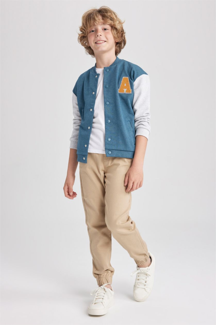 أولاد ميلانج بترولي جاكيت قصة عادية بياقة كوليج