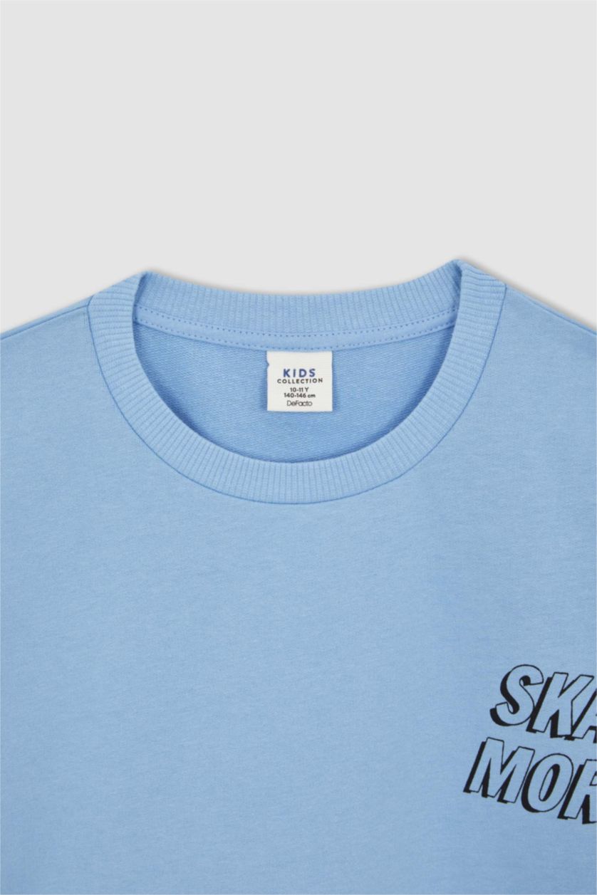 GARÇONS Bleu Sweat-shirt oversize imprimé à col rond dans le dos pour garçon