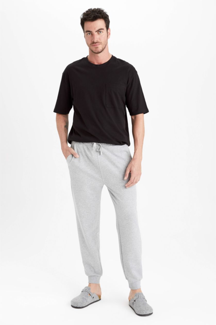 رجال ميلانج رمادي بنطلون ديفاكتو فيت قصة عادية