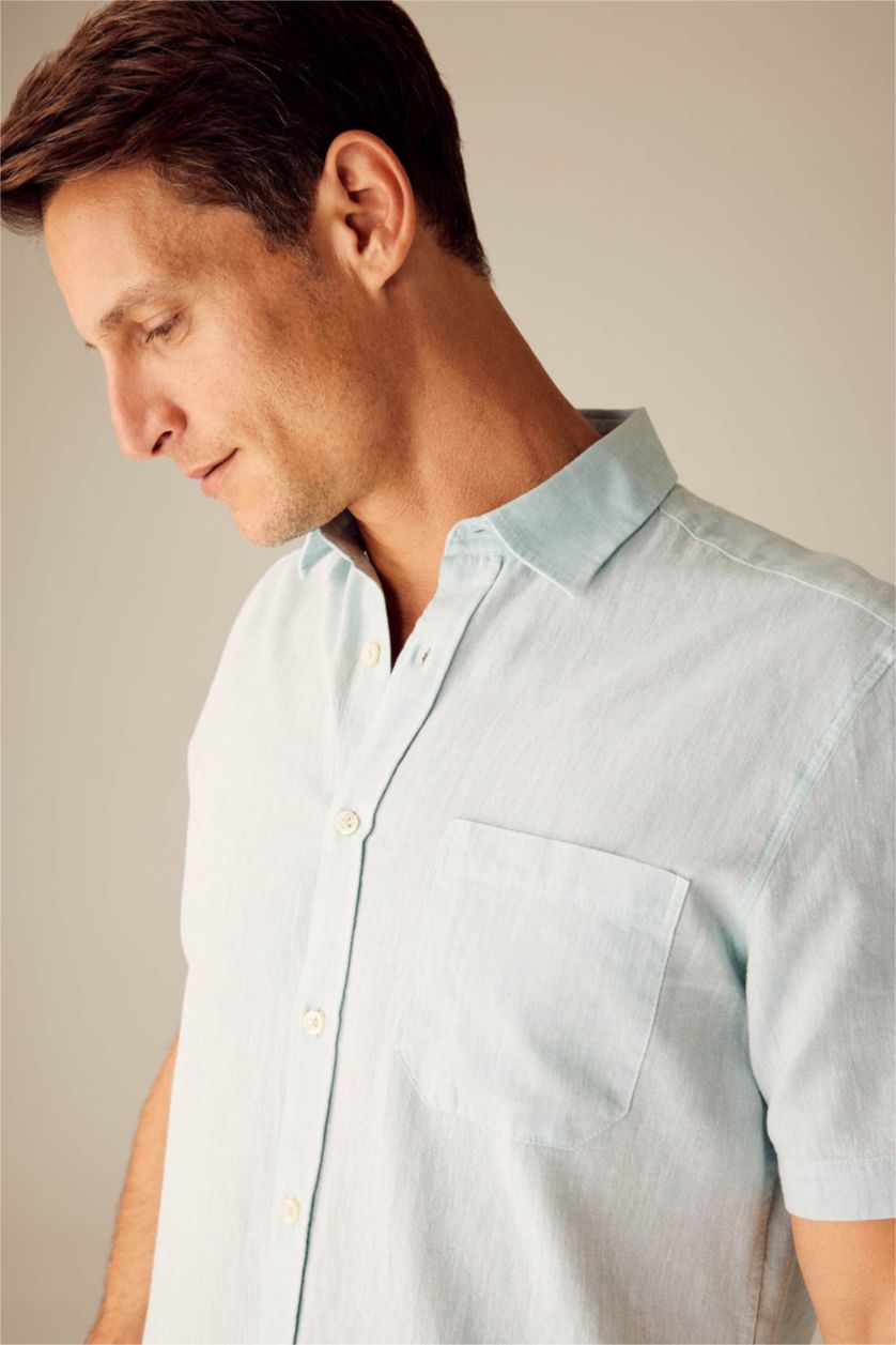 رجال نعناع قميص بولو كتاني نص كم قصة عادية