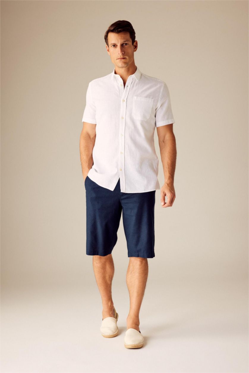 MAN White Regular Fit Cotton Short Sleeve Shirt