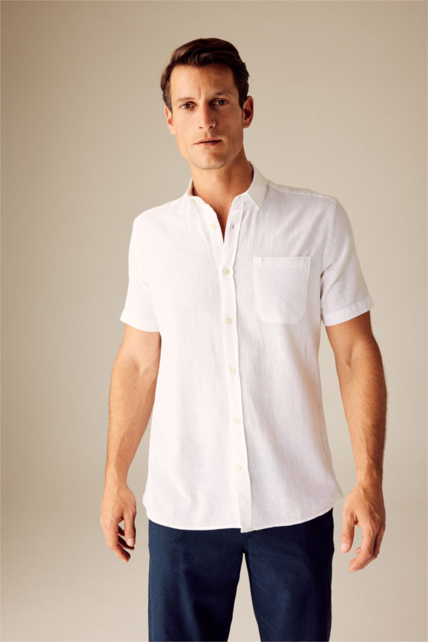 MAN White Regular Fit Cotton Short Sleeve Shirt