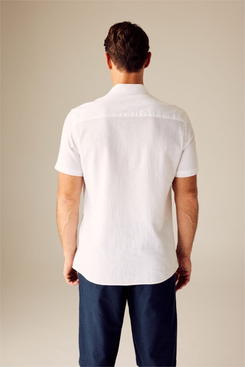 MAN White Regular Fit Cotton Short Sleeve Shirt