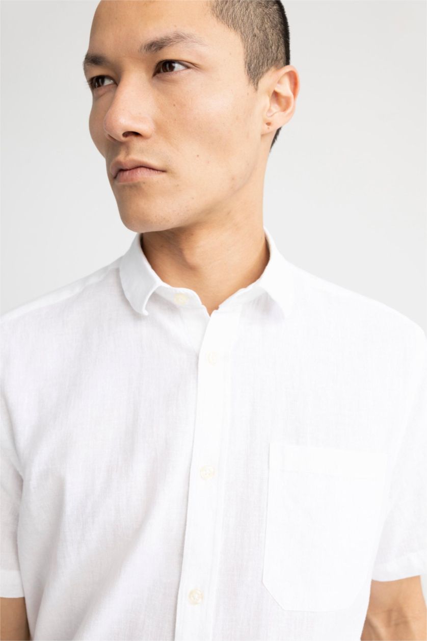 MAN White Regular Fit Cotton Short Sleeve Shirt