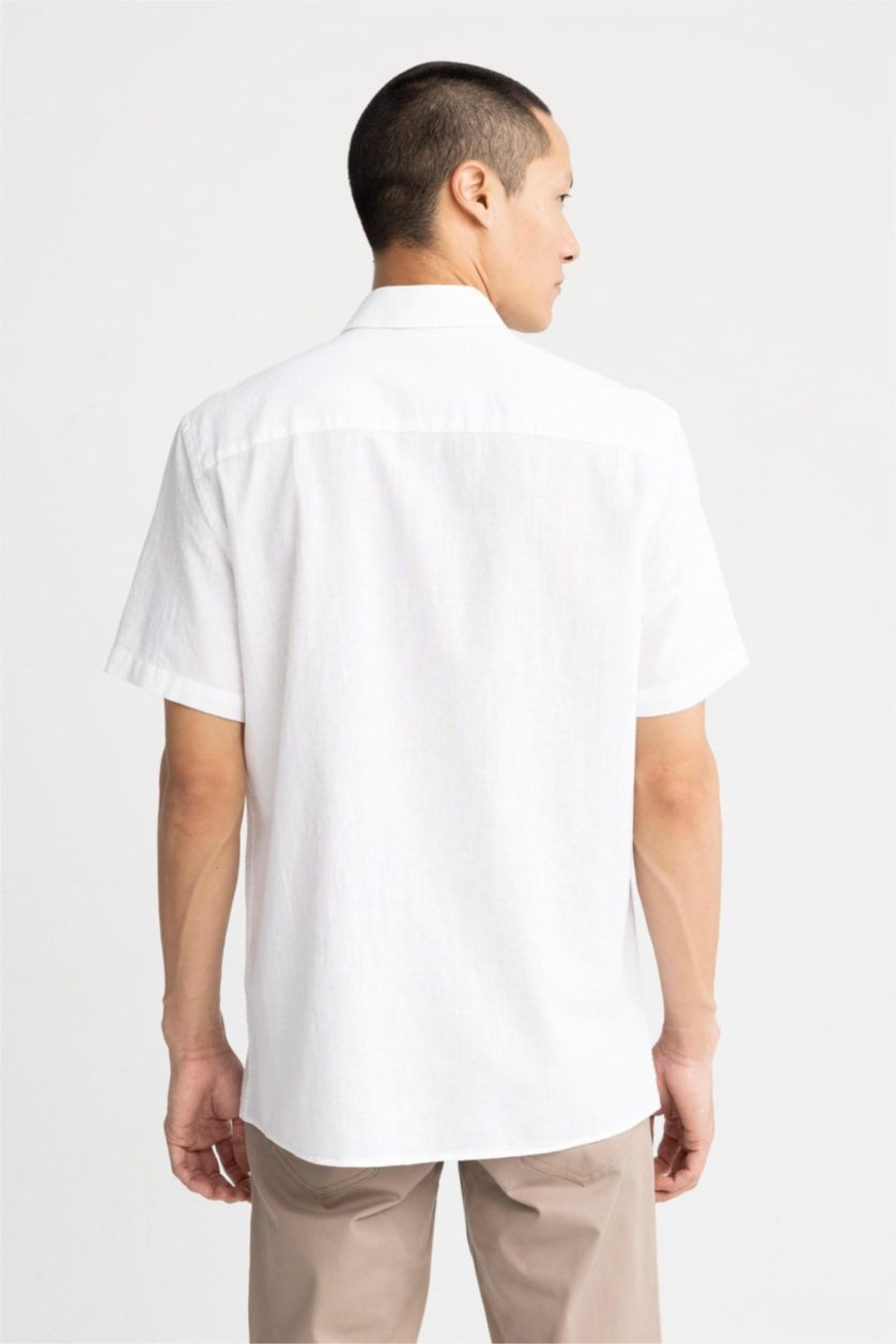 MAN White Regular Fit Cotton Short Sleeve Shirt