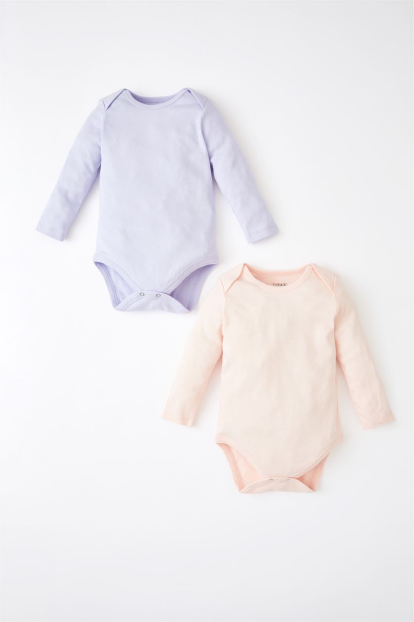 BÉBÉ FILLE Violet Clair Lot de 2 bodys en coton à manches longues pour nouveau-né bébé fille