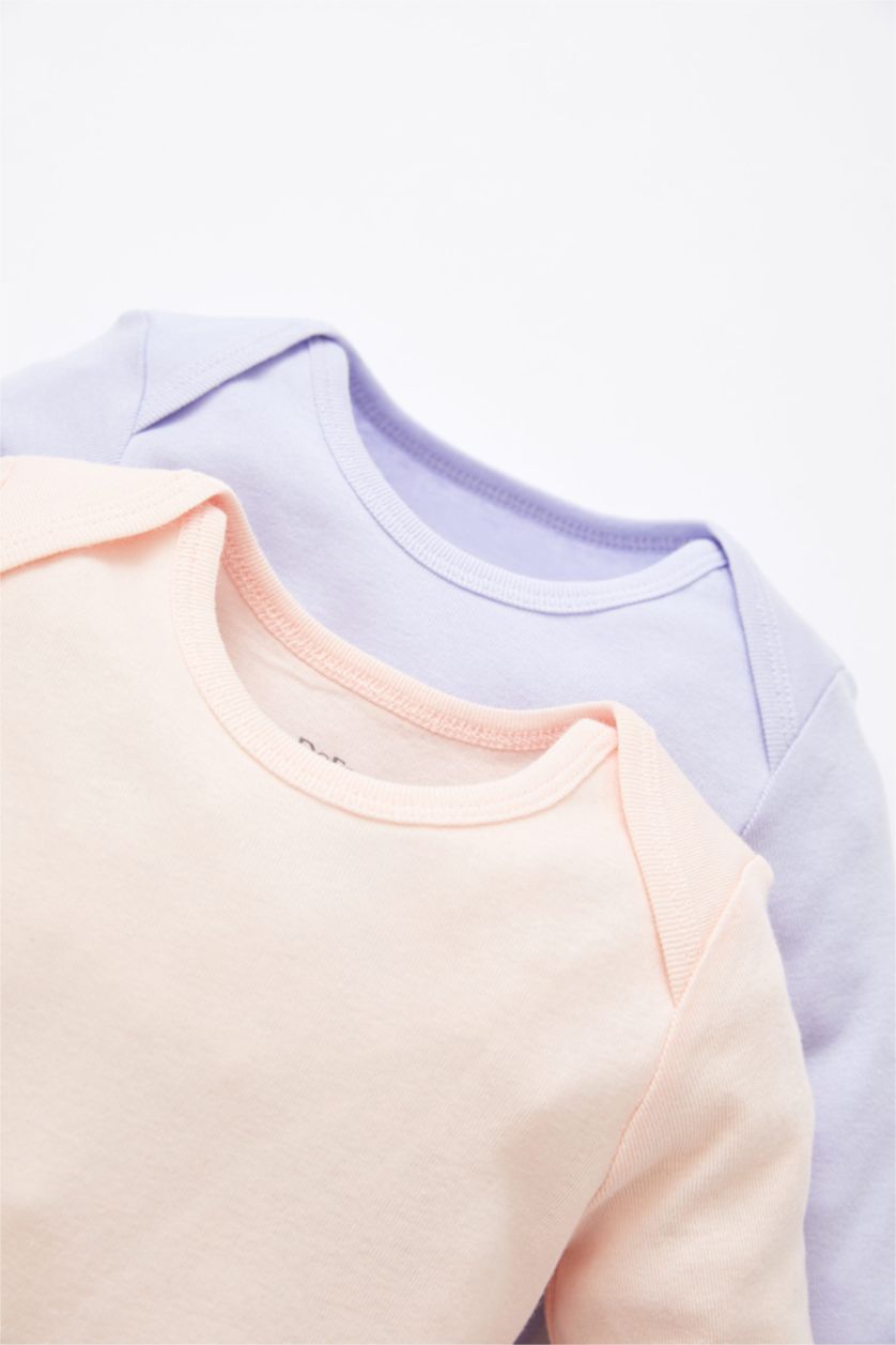 BÉBÉ FILLE Violet Clair Lot de 2 bodys en coton à manches longues pour nouveau-né bébé fille