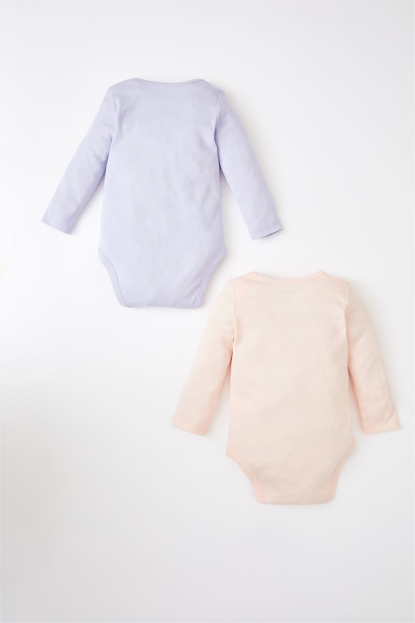 BÉBÉ FILLE Violet Clair Lot de 2 bodys en coton à manches longues pour nouveau-né bébé fille