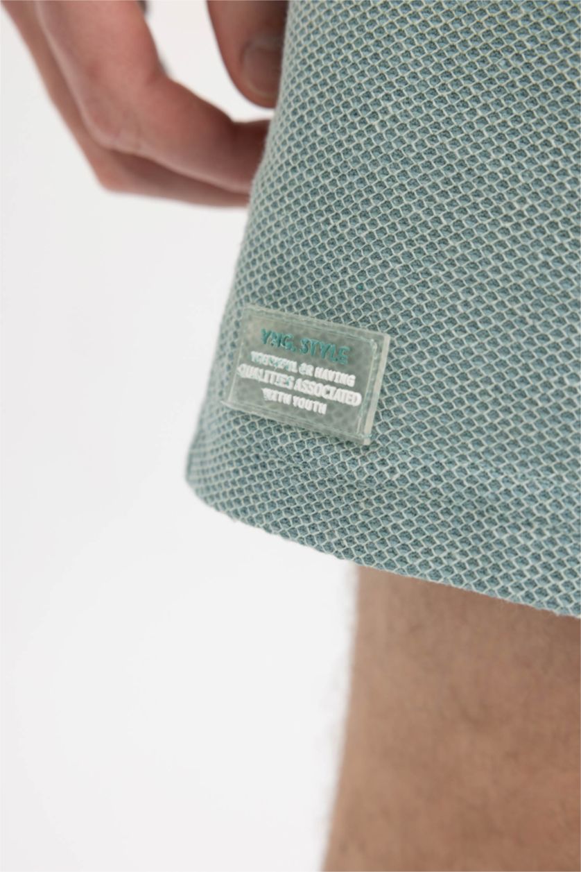 رجالي أخضر فاتح شورت قطن سليم فيت