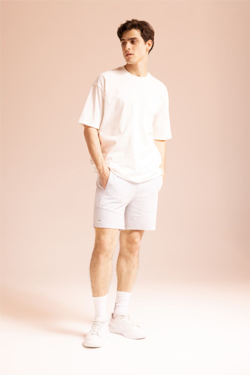 MAN Light Grey Melange Slim Fit Super Skinny Shorts
