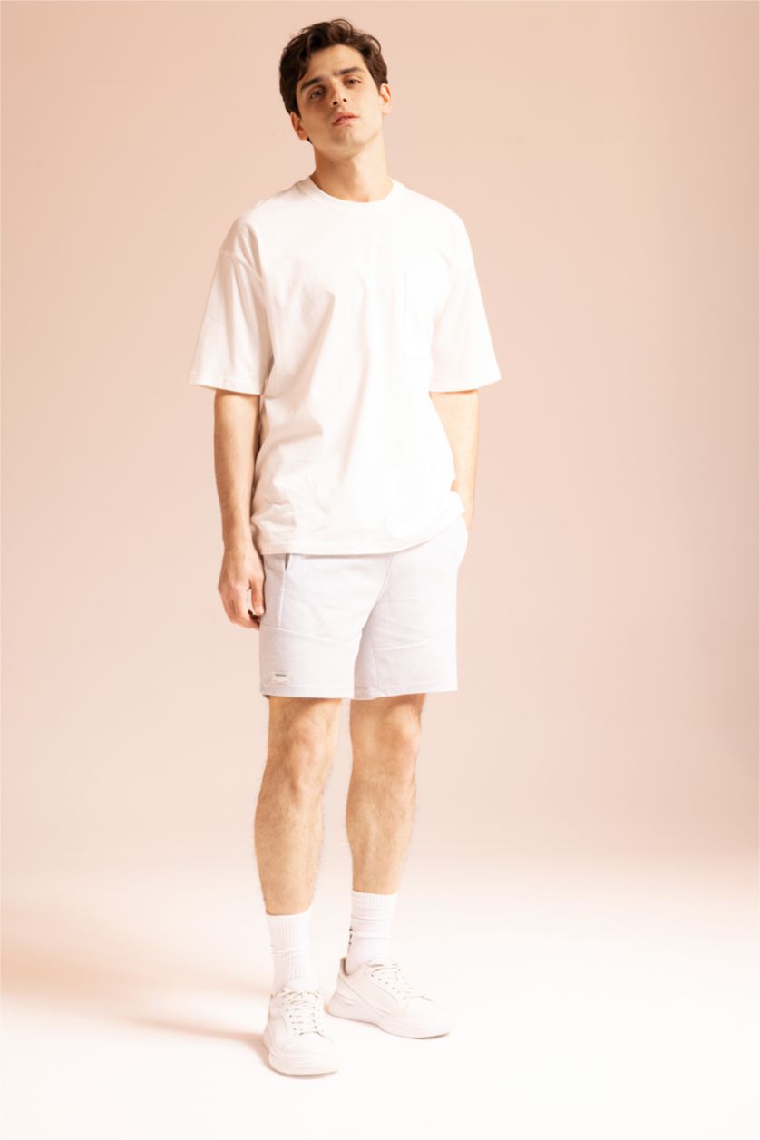 MAN Light Grey Melange Slim Fit Super Skinny Shorts