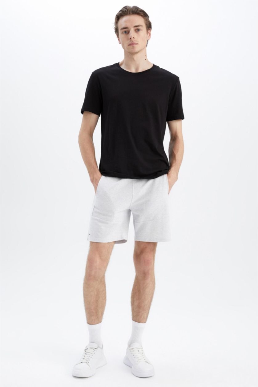MAN Light Grey Melange Slim Fit Super Skinny Shorts