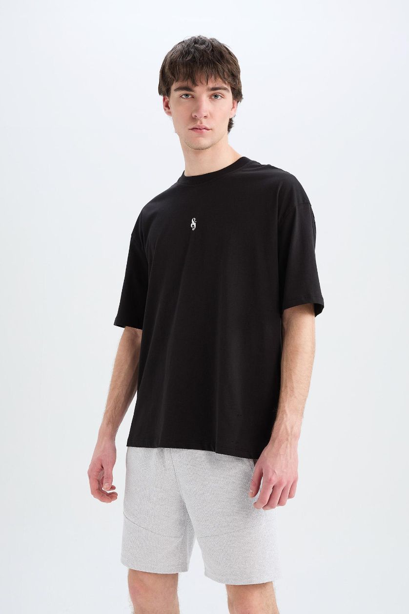 Erkek Açık Gri Melange Slım Fıt Dar Paça Şort