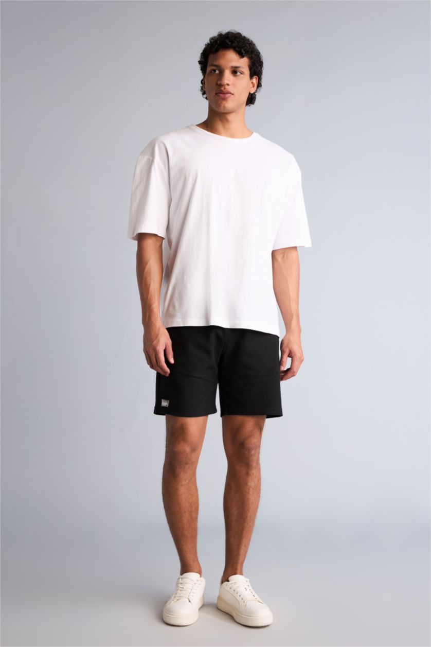 Erkek Siyah Slım Fıt Şort