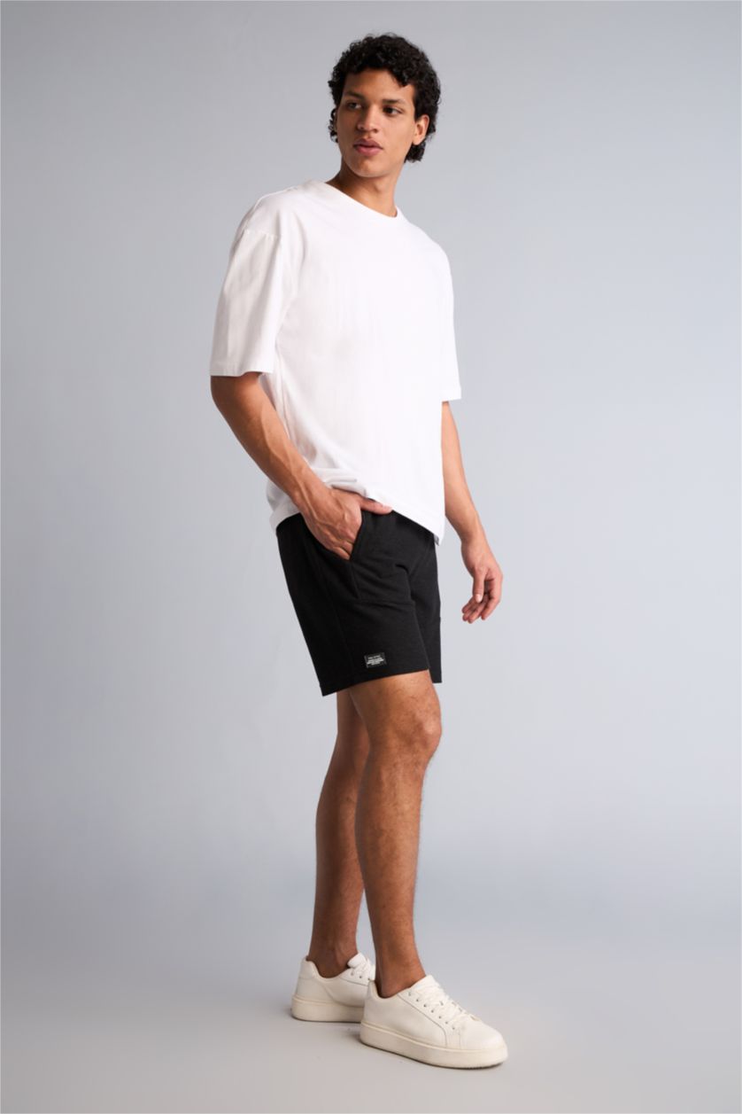 Erkek Siyah Slım Fıt Şort