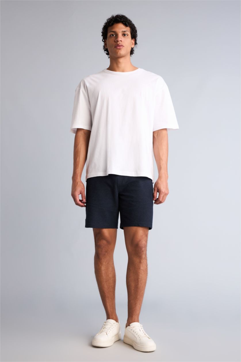 Erkek Lacivert Slım Fıt Şort