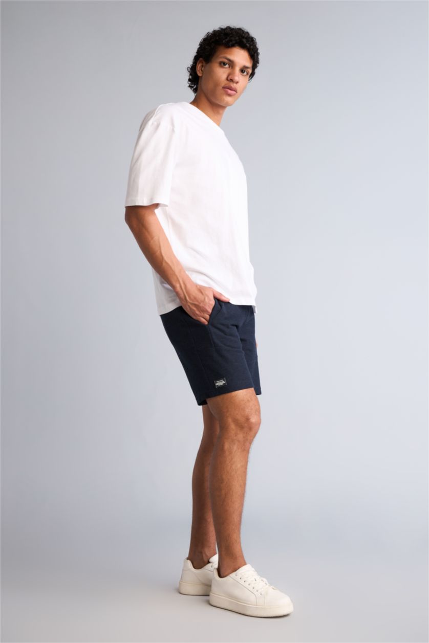 Erkek Lacivert Slım Fıt Şort