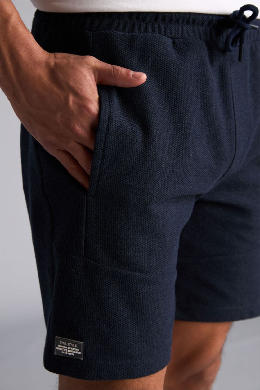 Erkek Lacivert Slım Fıt Şort