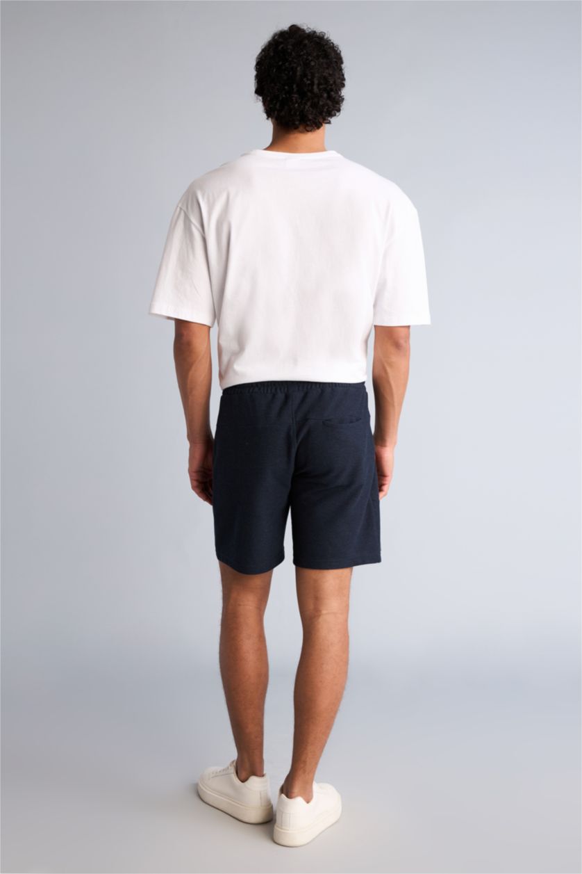 Erkek Lacivert Slım Fıt Şort