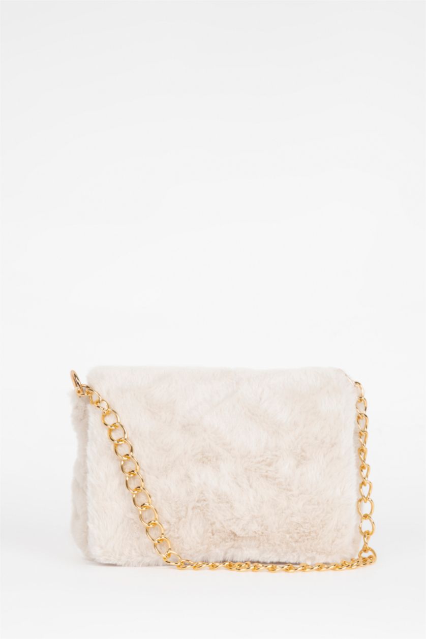 Женщины Бежевый Женская сумка плюшевая с цепью