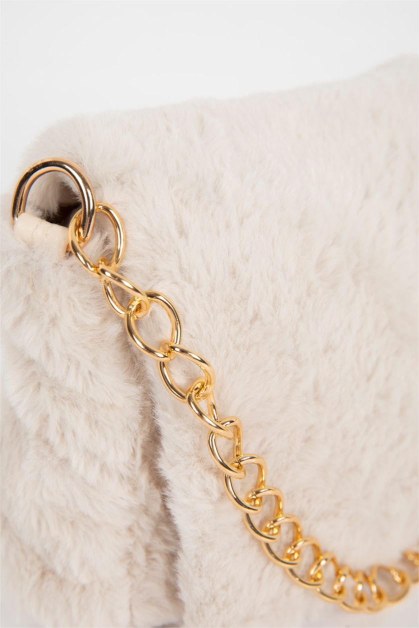 Женщины Бежевый Женская сумка плюшевая с цепью