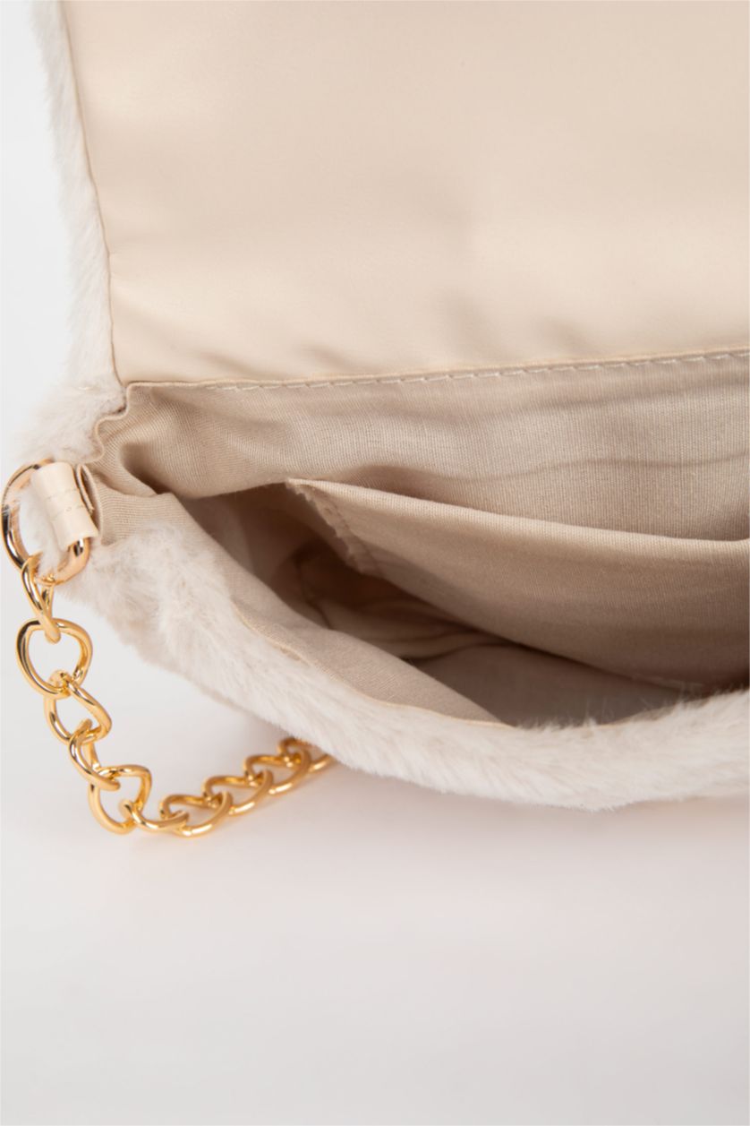 Женщины Бежевый Женская сумка плюшевая с цепью