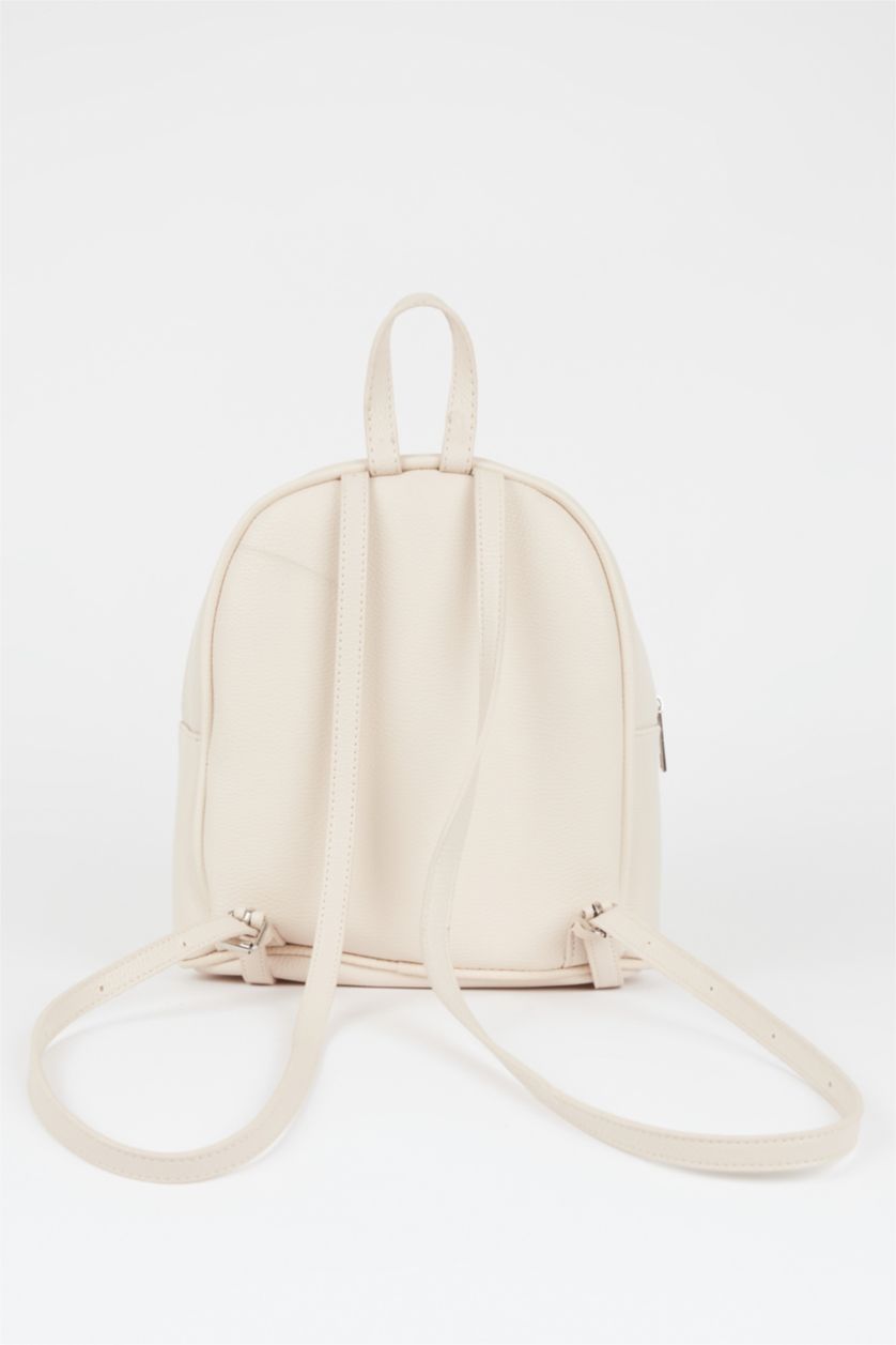 FEMME Beige Grand sac à dos en similicuir pour femme