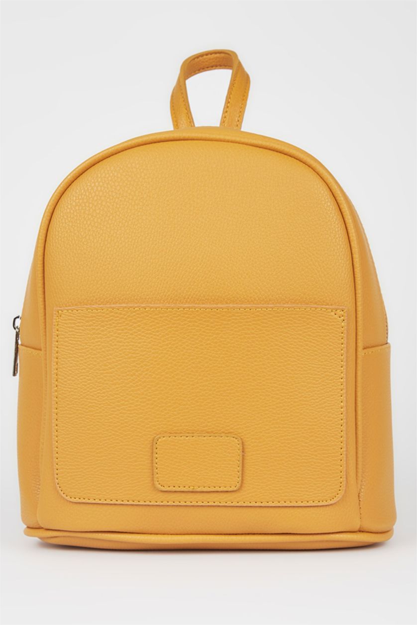 Kadın Sarı Suni Deri Sırt Çantası