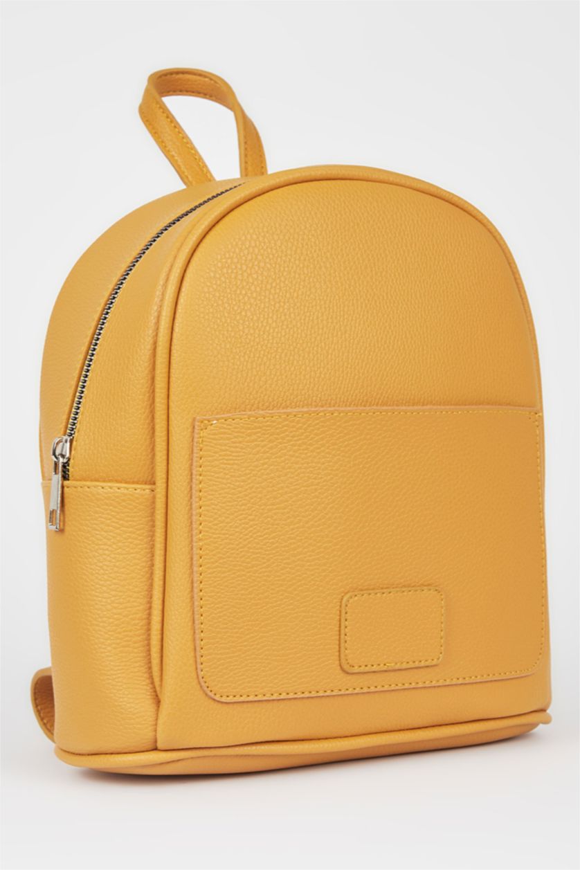 Kadın Sarı Suni Deri Sırt Çantası