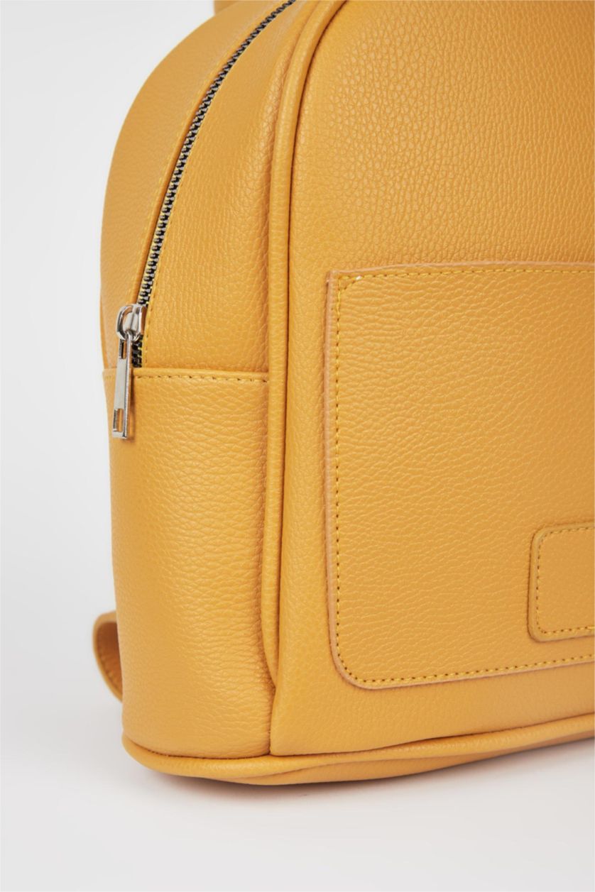 Kadın Sarı Suni Deri Sırt Çantası