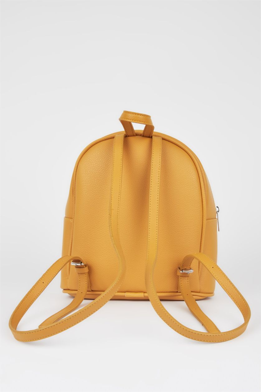 Kadın Sarı Suni Deri Sırt Çantası