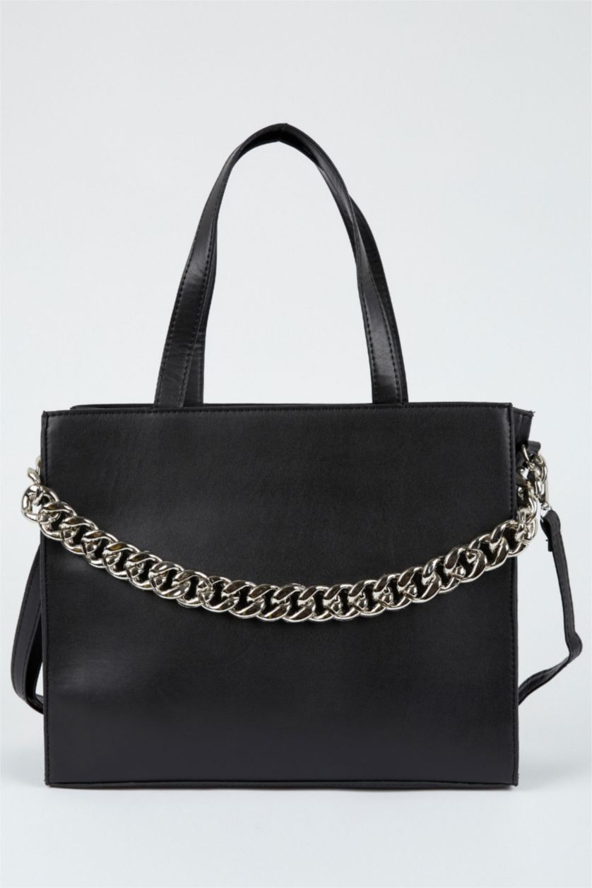 نساء أسود شنطة كتف جلد صناعي